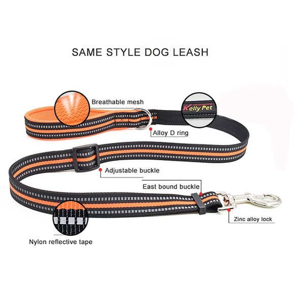 Orange Reflective Dog Harness and Leash Set - Picture 4 of 5